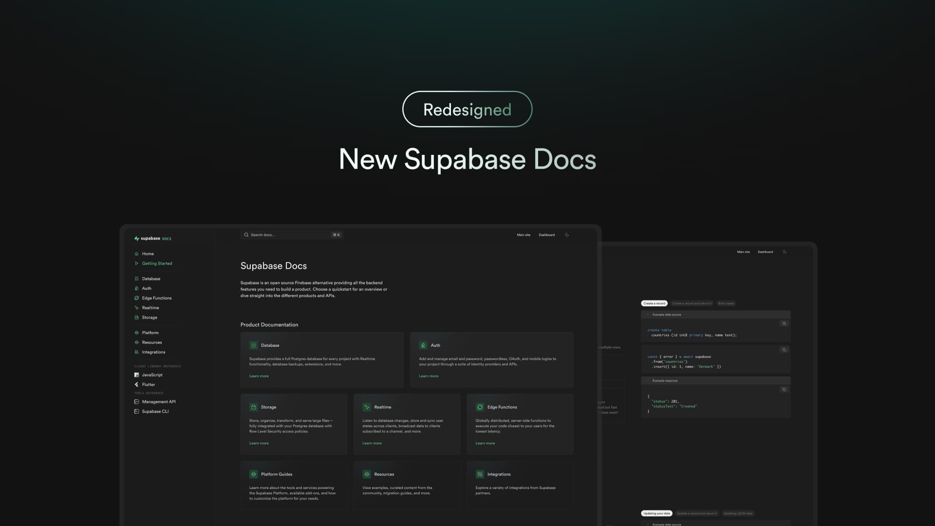 New Supabase Docs, built with Next.js thumbnail